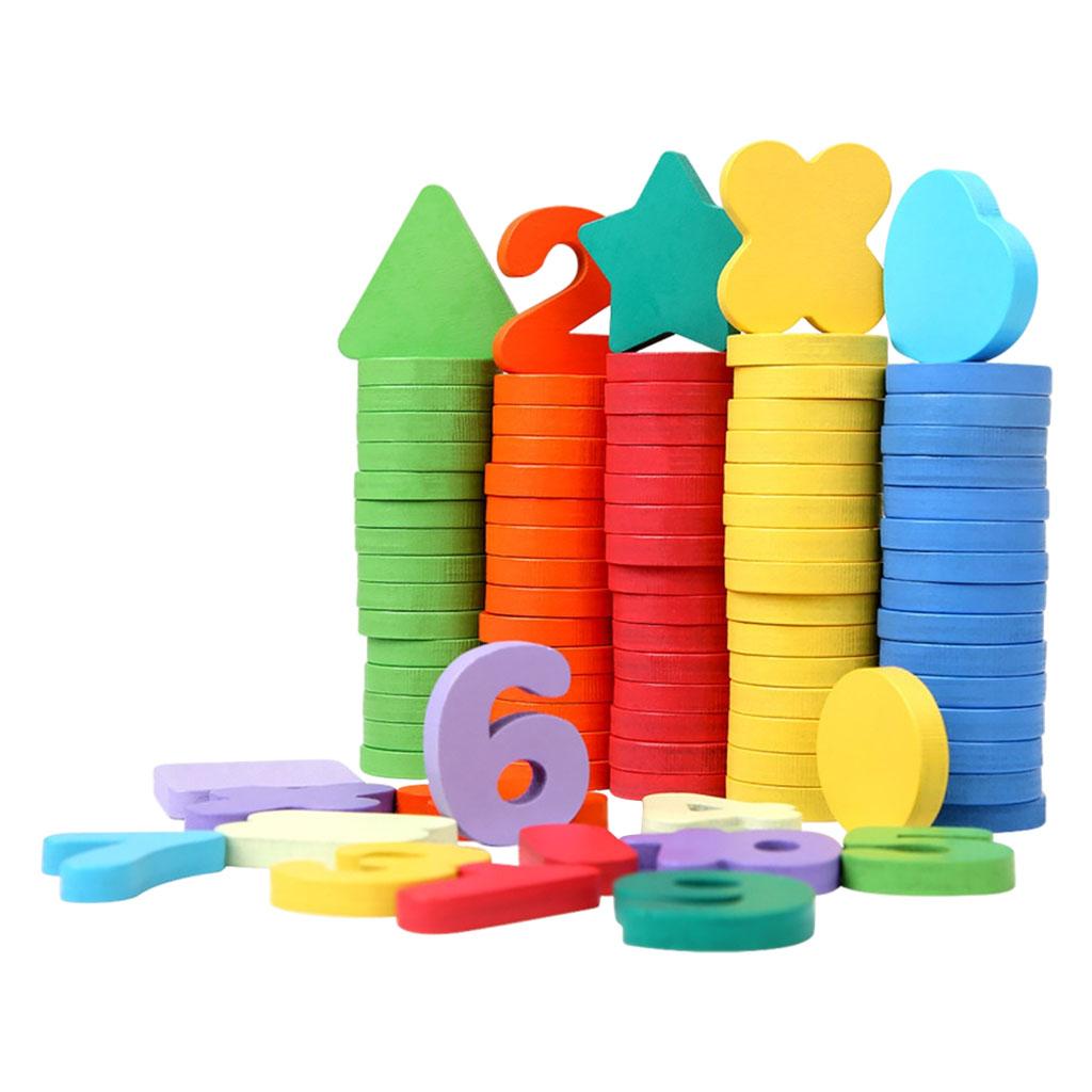 Wooden Toys Math Game Digital Arithmetic Teaching Aids Stacking Toy for Intelligence Development Computation Color Recogniton