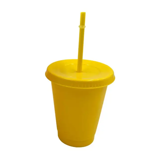 Colour Block Lidded Cup With Straw