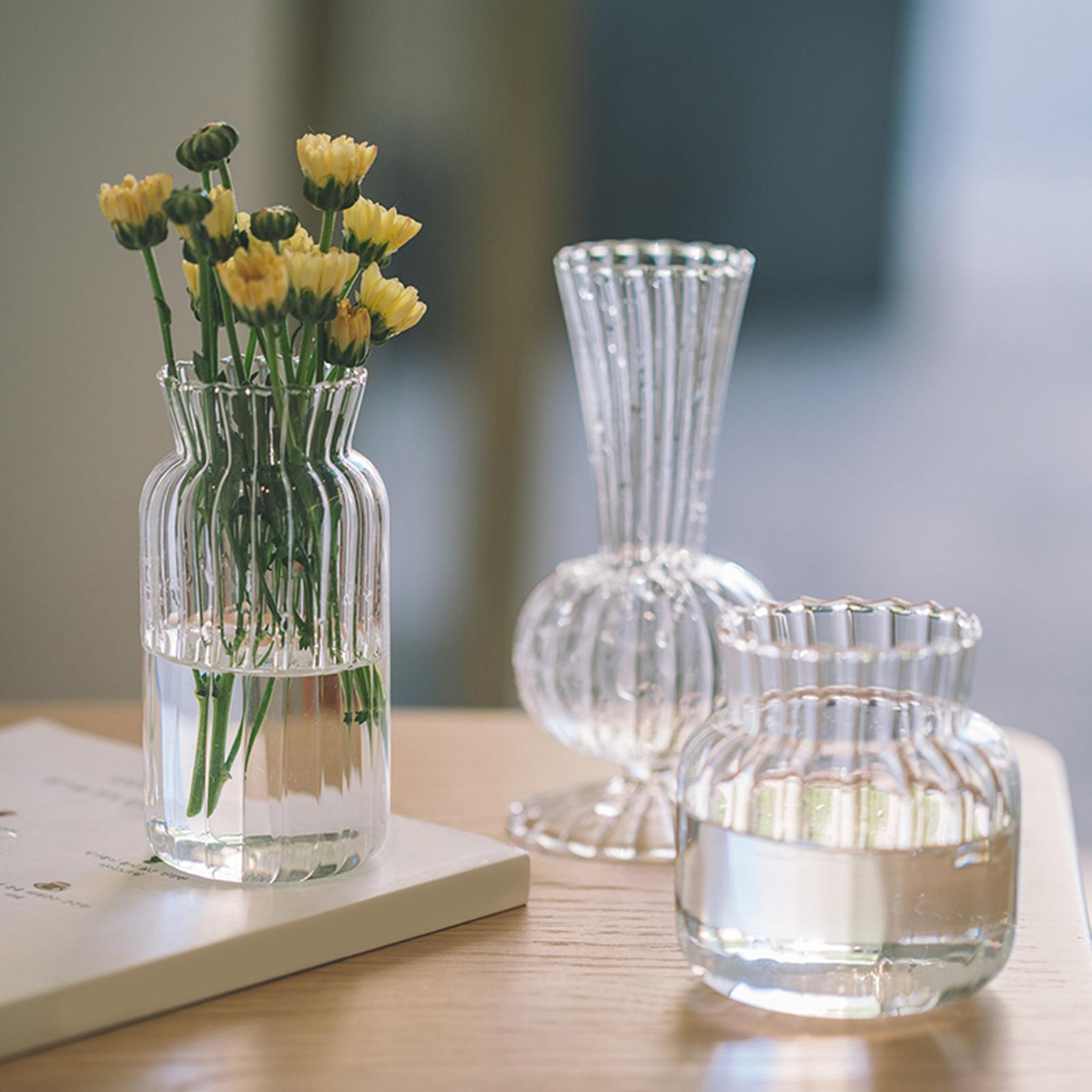 2pc Clear Glass Flower Vase Stem Plant Jar Table Floral Display Decoration