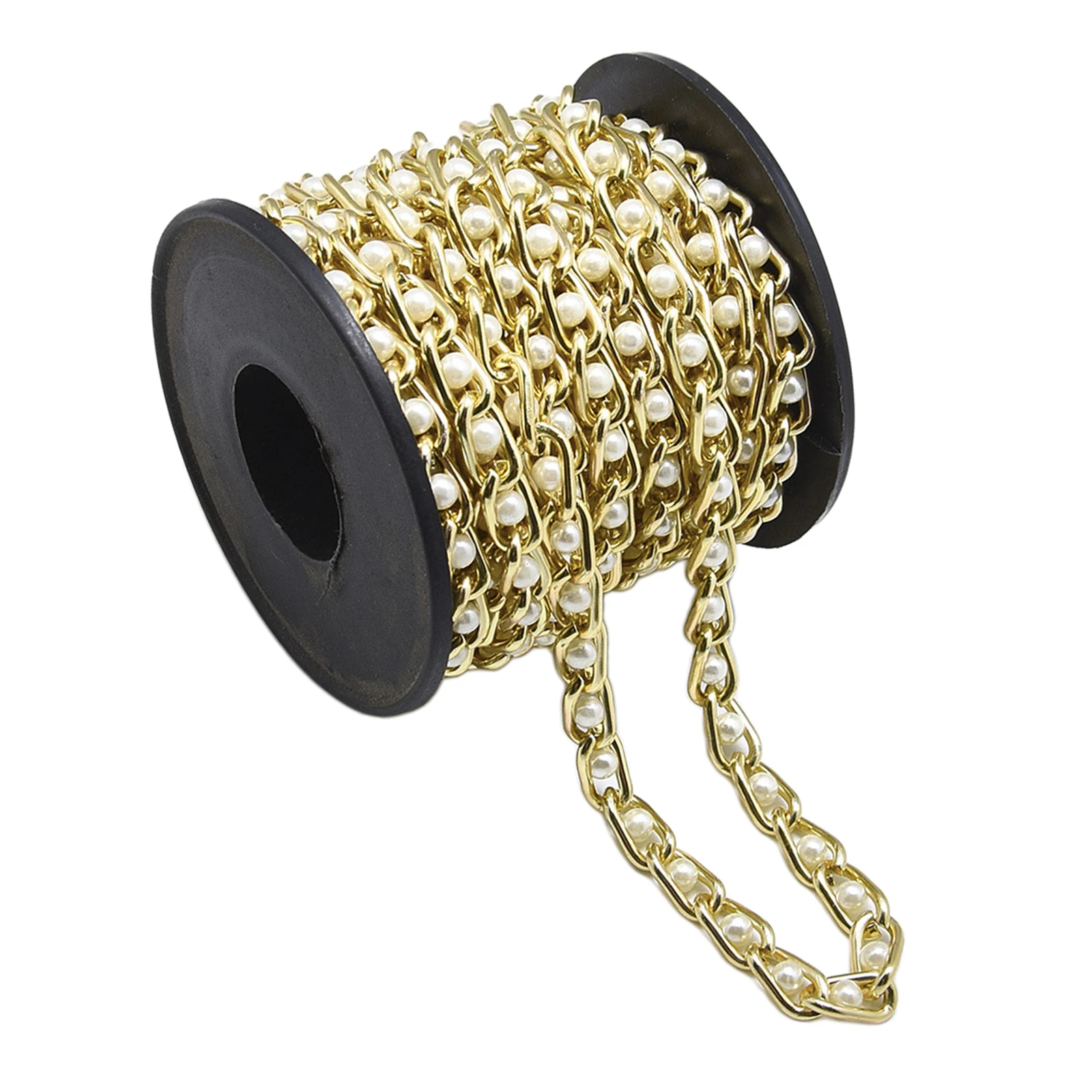 5M Gold Plated Loose Pearl Cable Chain with Spool Jewelry Making DIY Necklace Bracelets Making Clothes Decorative Supplies