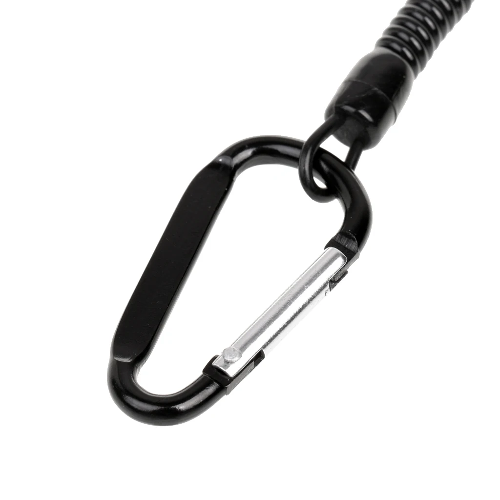 Lightweight Fishing Lanyard Spring Rope Stretch Coil Tether with Carabiner For Pliers Tackle Tools