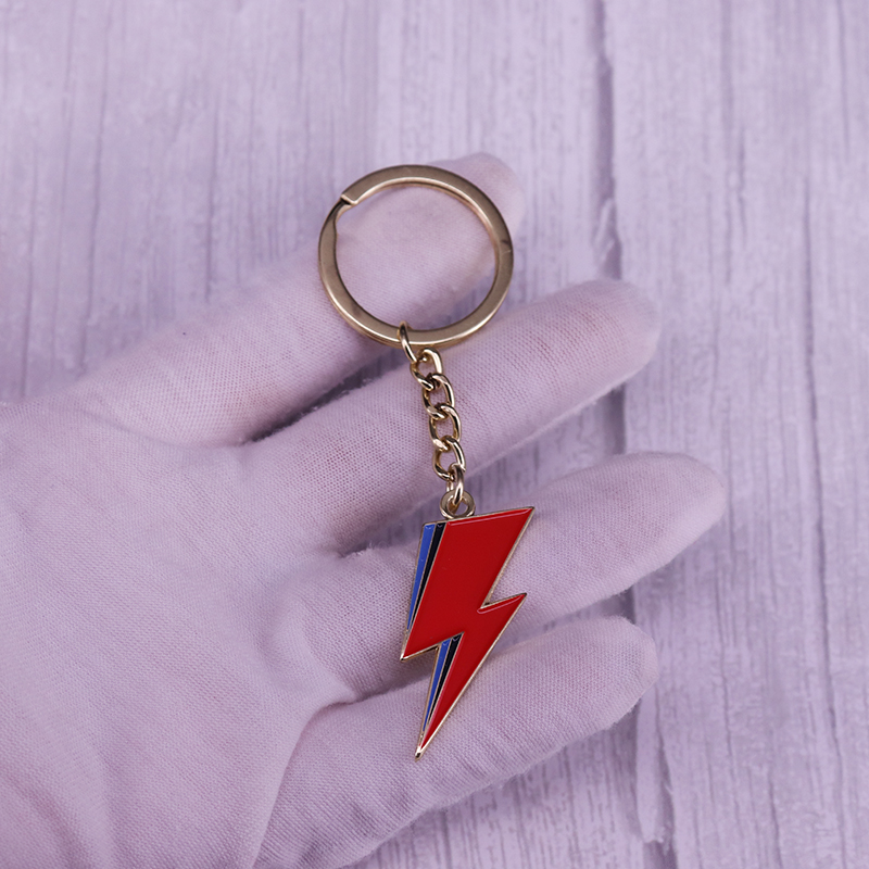 David Bowie Red Blue Lightning Keychain 