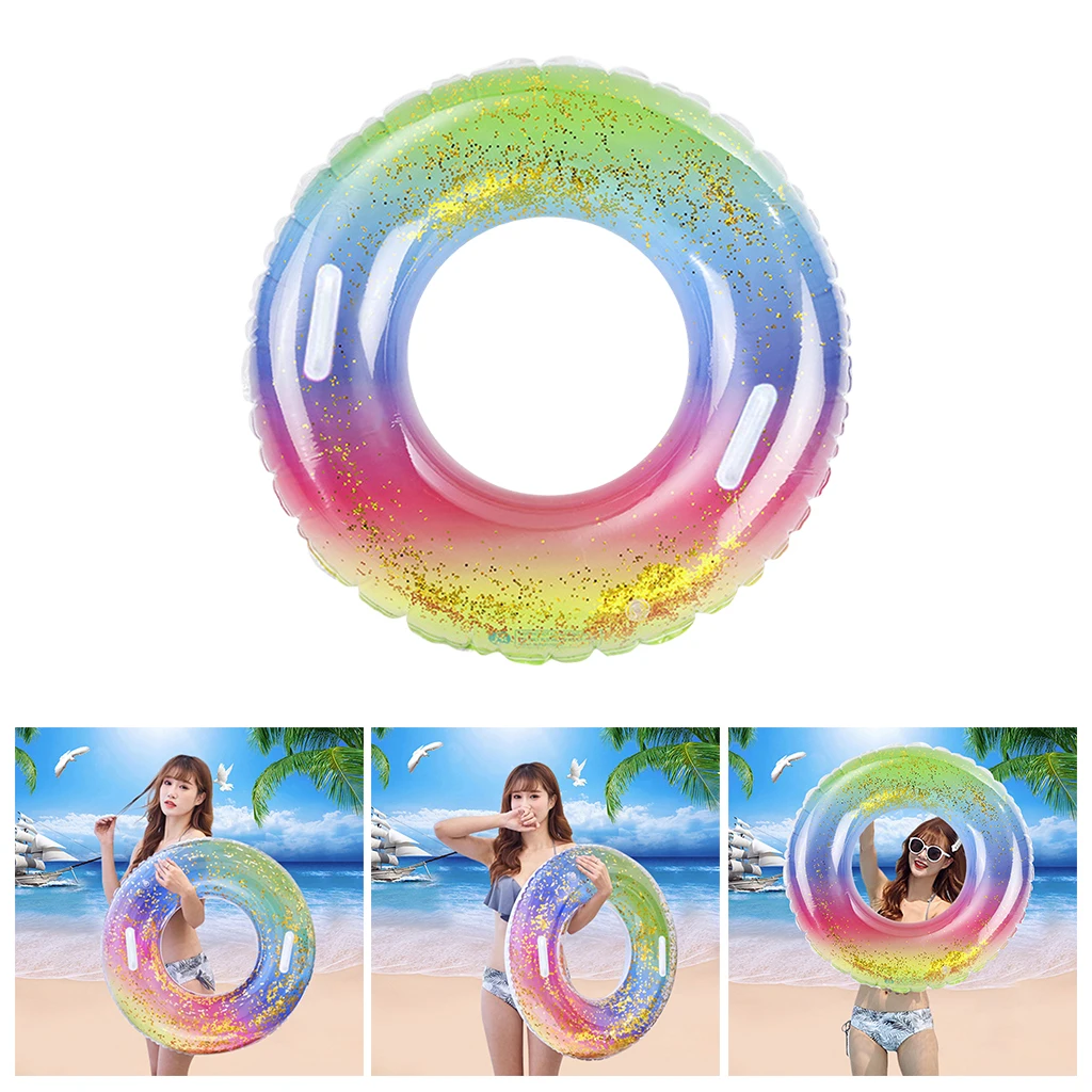 Inflatable Glitter Swim Floats Adults Swimming Swim Ring Party Toy Supplies