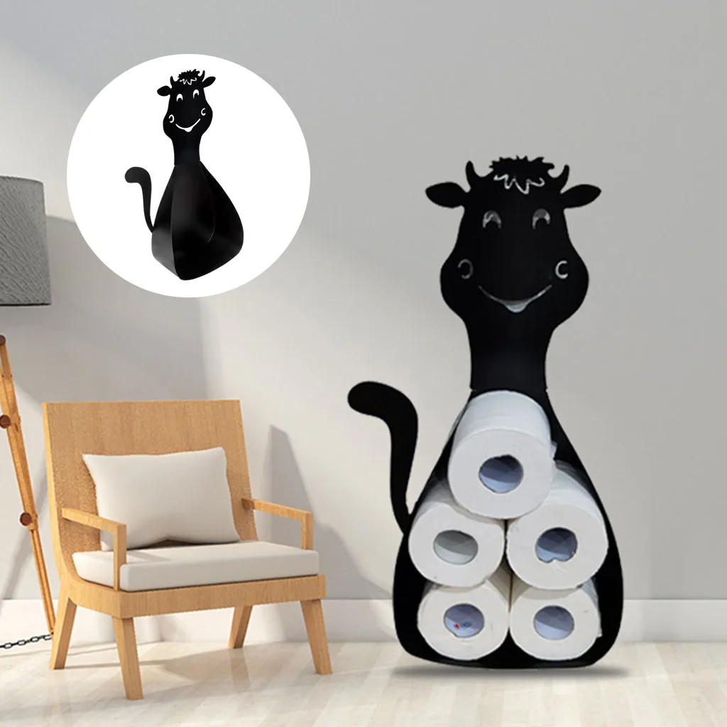 Iron Art Free Standing / Wall Mounted Figure Toilet Paper Roll Holder Tissue Paper Storage Stand Storage Shelf Indoor Ornament