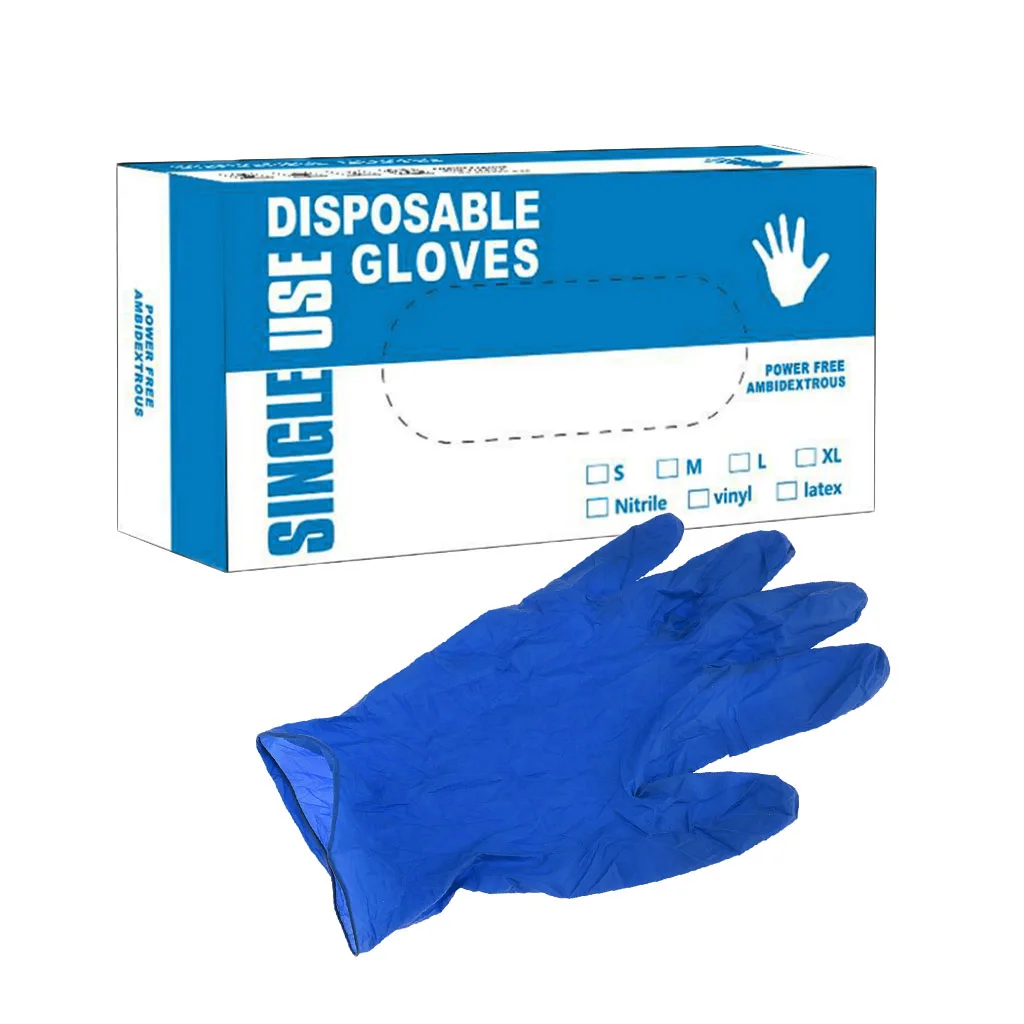 Disposable Blue Vinyl Single Use Gloves Pack of 50 Pairs size M 