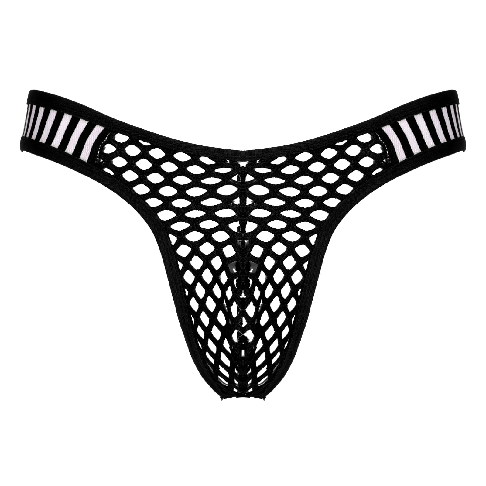 womens boxer shorts Men's Panties See-through Fishnet Briefs Low Waist Striped Elastic Waistband Thongs Hollow Out Bulge Pouch Underpants Underwear teddy lingerie
