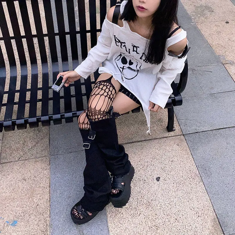 Japanese Harajuku Hollow Fishnet Stockings Tights Women Fashion Hollow Out Black Gothic Full Body Fishnet Stockings Pantyhose