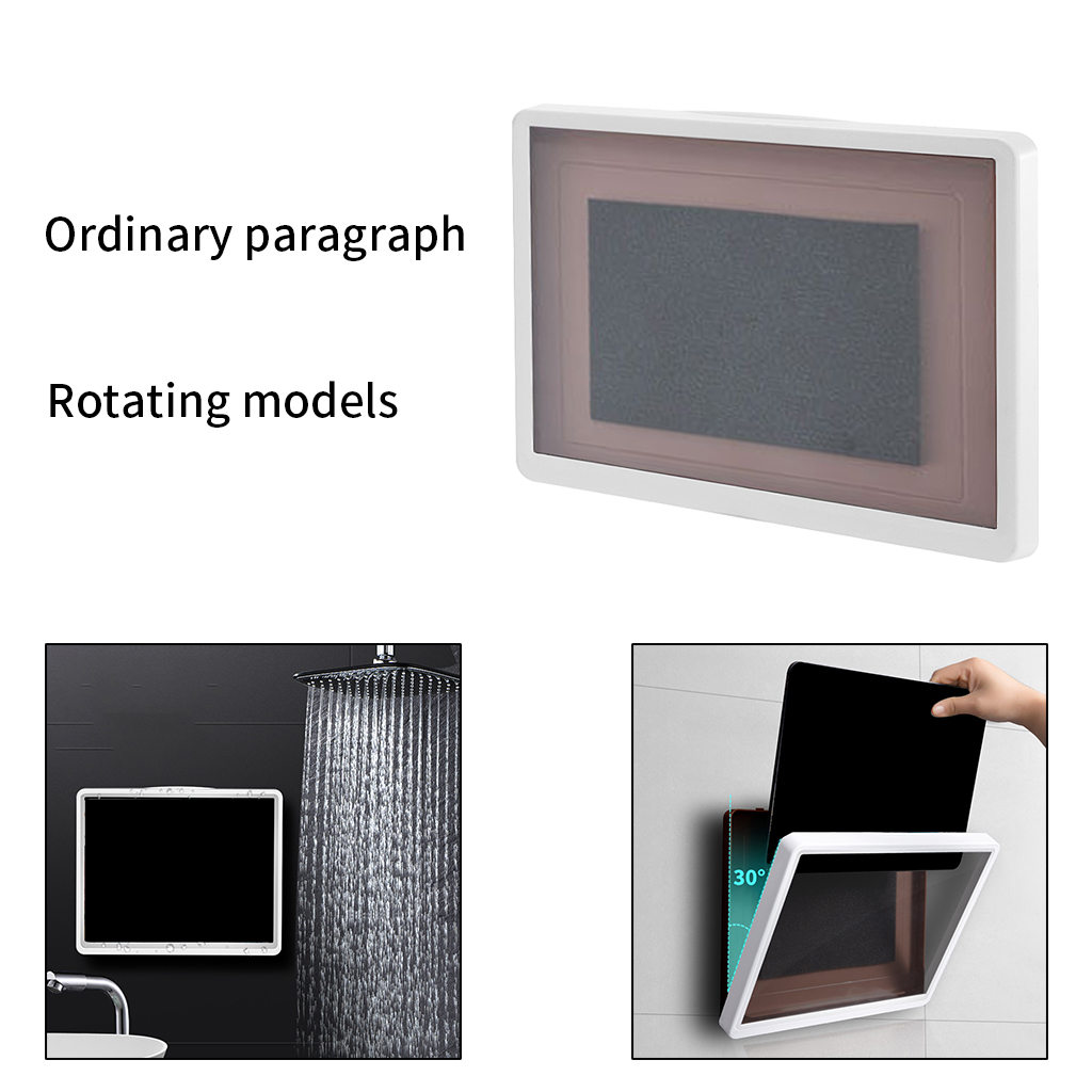 Rotated Wall Mount Shower Mobile Phone Holder Bathroom Case Mount Shelf HD Anti-Fog Punch-Free Handsfree Touch Screen