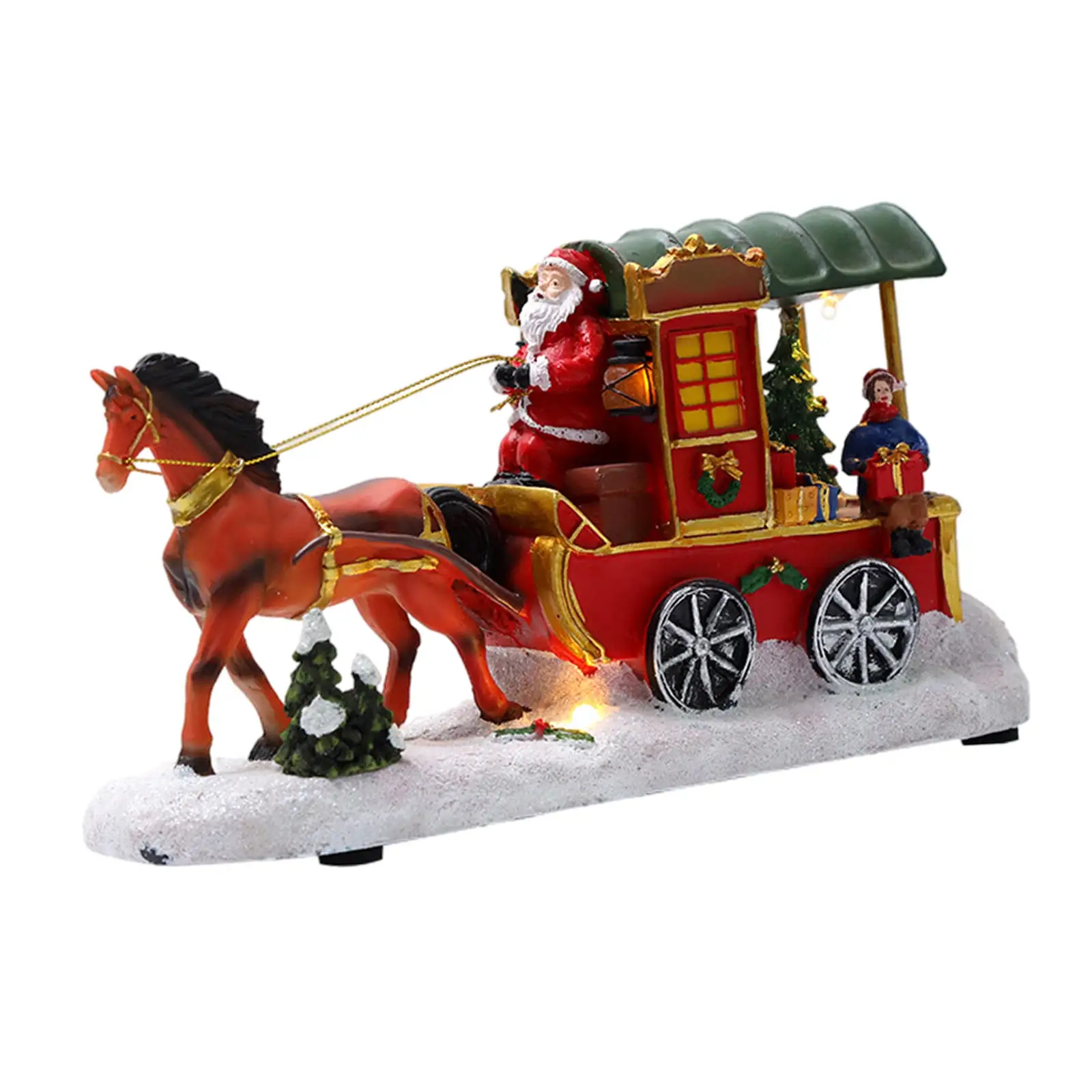 11 Inch Santa with Sleigh Multicolor Figurine Music Xmas Decoration for Home
