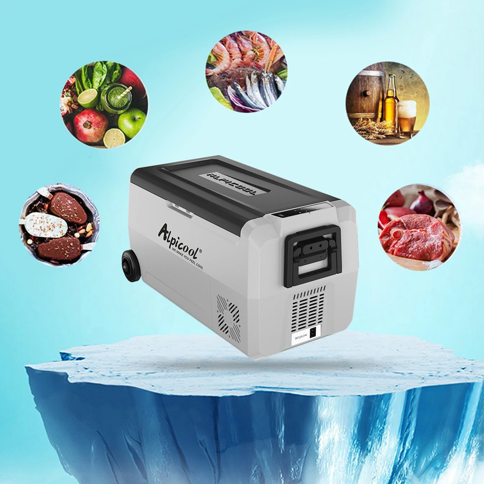Portable Freezer 12 Volt for Car Van Home Portable Freezer for Camping Travel Fishing Outdoor 12/24V DC and 100/240V  