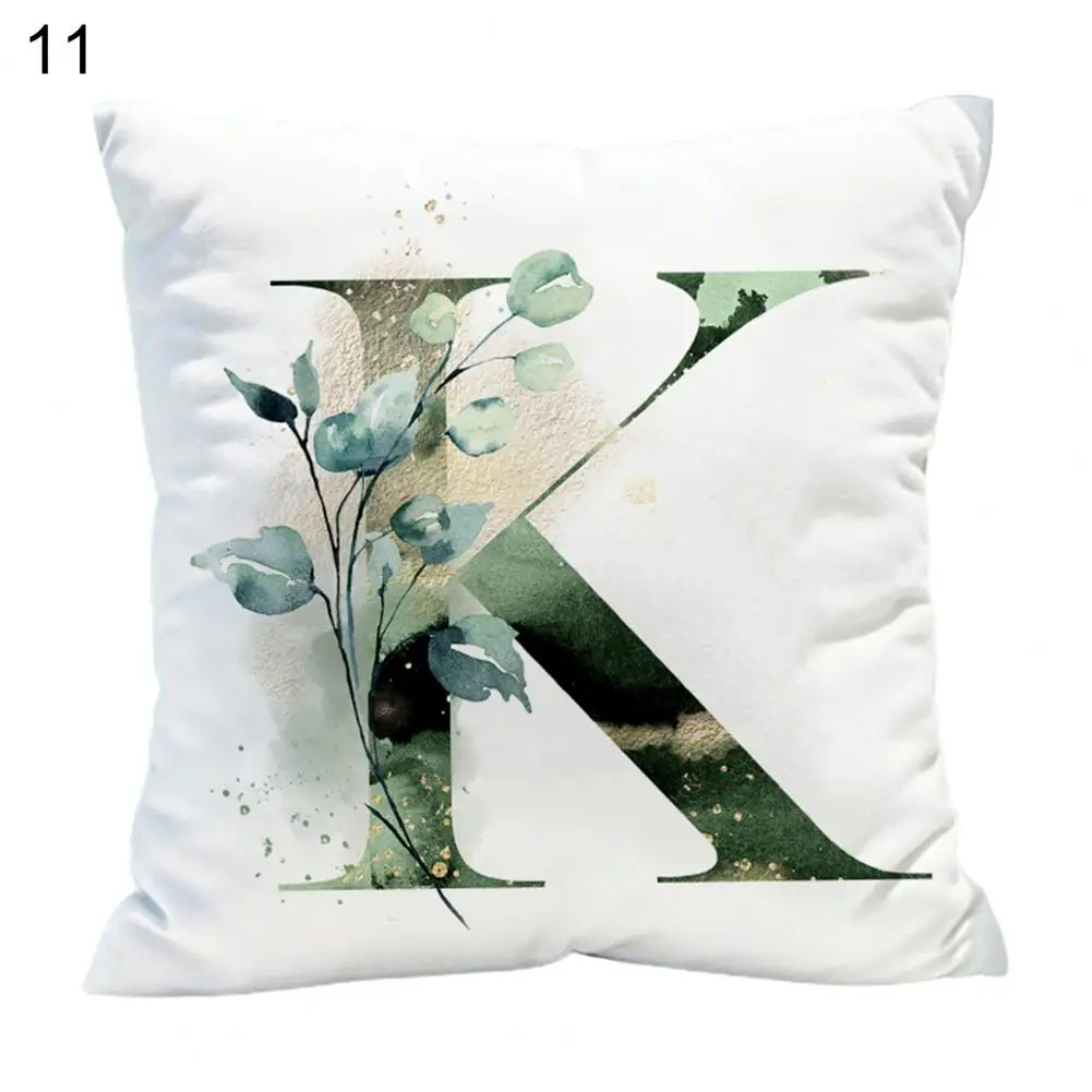 chair cushions Plant Letter Printed Cushion Cover Wear-resistant Polyester Elegant  Pillowcover bedroom Throw Pillows Cover for Home Decor blue cushions
