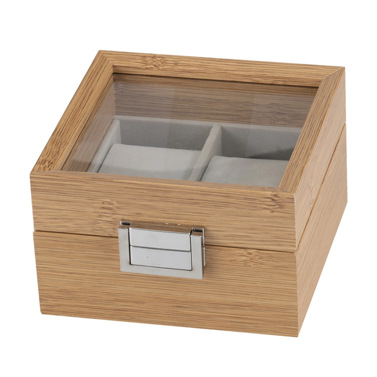 Wooden Watch Box Glass Top Vintage Soft Pillow Collection Organizer Gift Box for Men Women