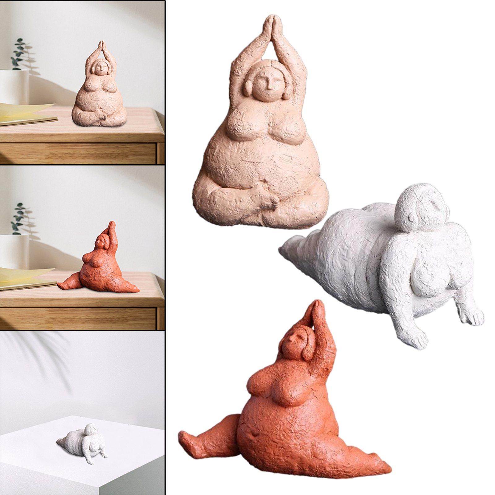 3Pieces Abstract Handmade Yoga Decor Resin Fat Lady Figurine Statue Ornament Gifts Souvenirs