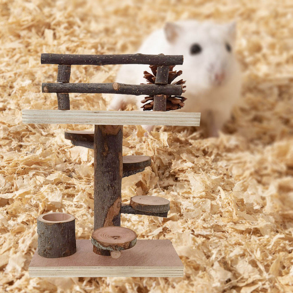 Hamster Wooden Toys Set Climbing Rotating Ladder Platform for Small Animal Feeder