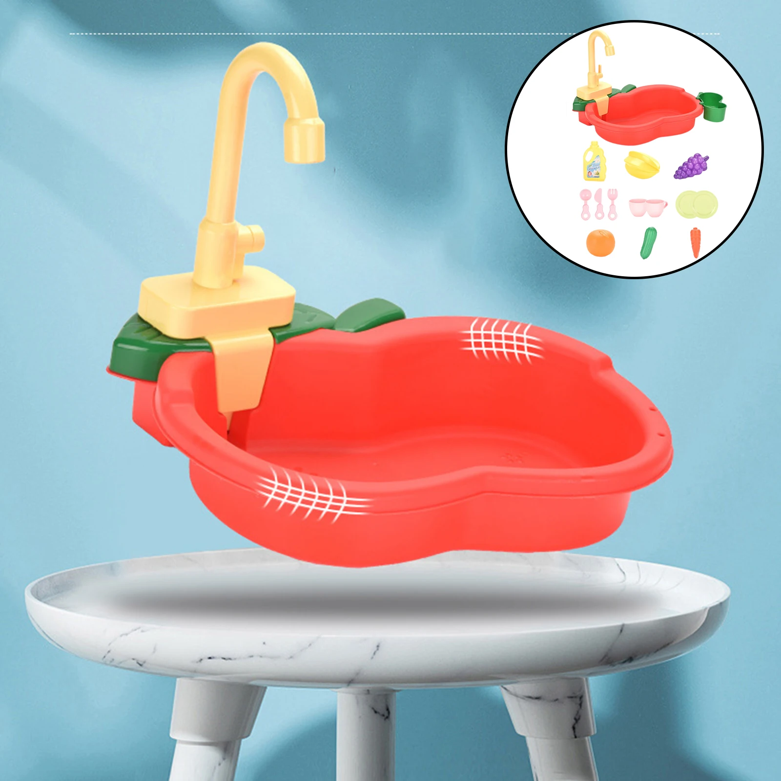 Simulated Play Sink Toys and Working Faucet Kitchenware Educational Role Playing Games for Kids Gifts