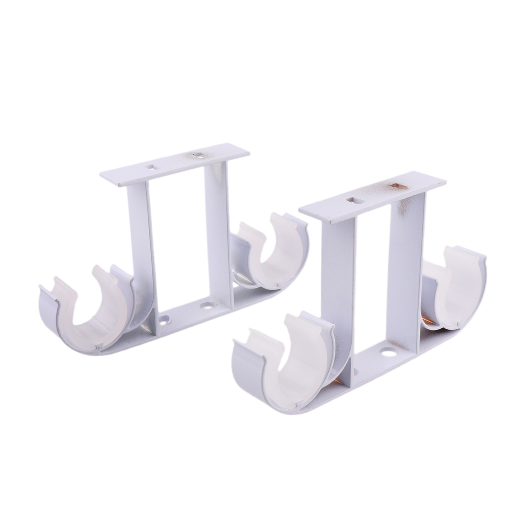 2Pcs Heavy Duty Window Curtain Rod Pole Wall Mount Brackets Hook Holder Curtain Clip Accessories