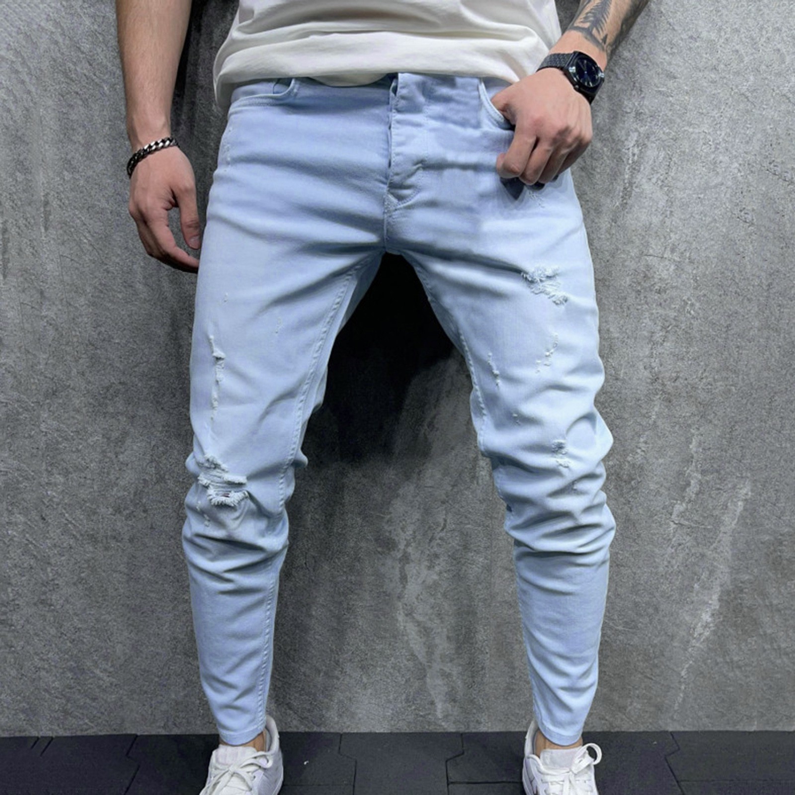 Jeans Coklat Pria Celana Denim Katun 