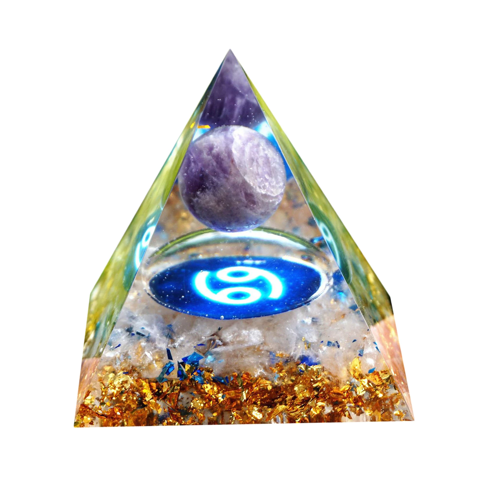 Amethyst Crystal Sphere Orgone Pyramid Quartz EMF Protection Energy  Home Office Desktop Decor