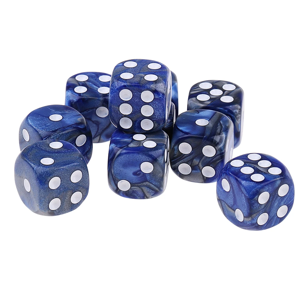 Set of 10 6 Sided Square Opaque D6 16mm Standard Dice Die Double Color Dices