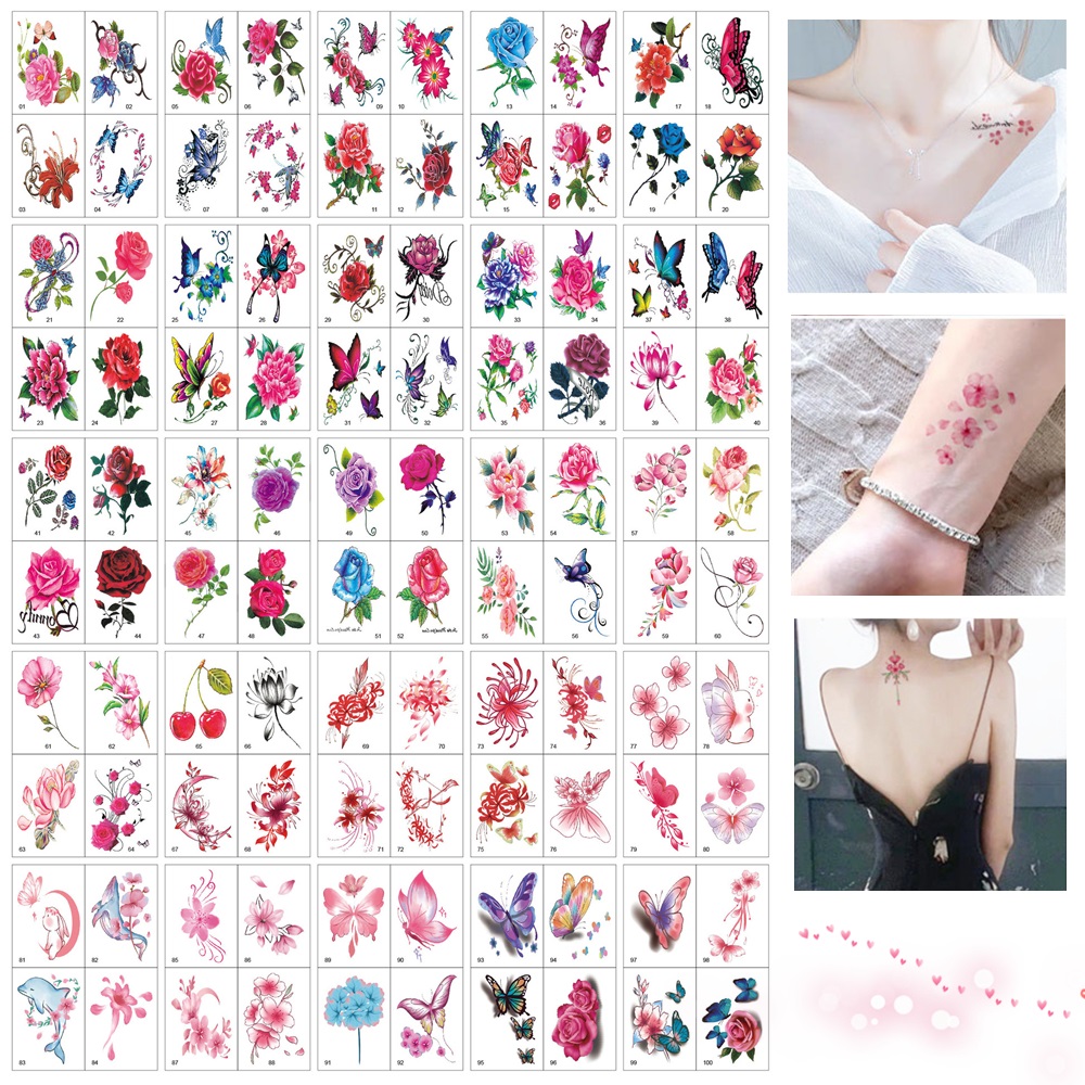 Best of 100pcs / Set No Repeat Flowers Butterfly Temporary Tattoos Waterproof Body Art Concealer Stickers Disposable Tatouage Temporaire Reviews & Tips