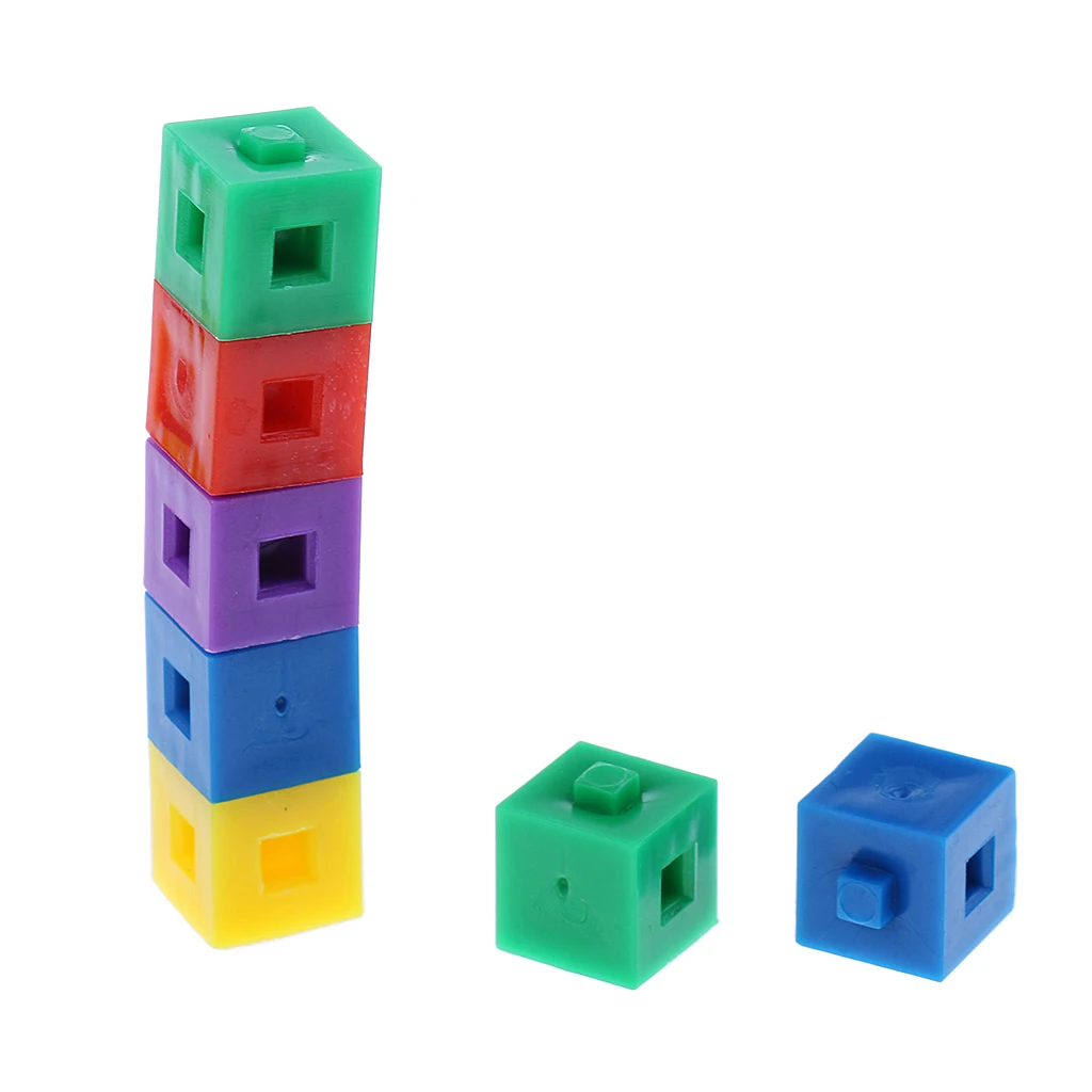 100pcs Stackable Cubes Link Construction Game 5 Colors to Create Different 