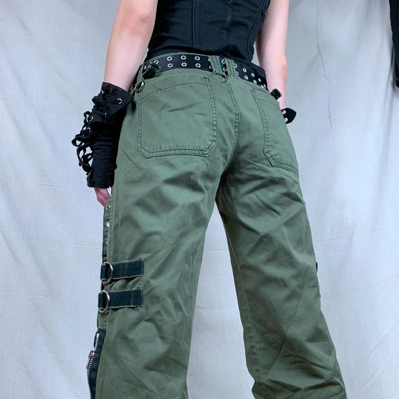 low rise flare cargo pants
