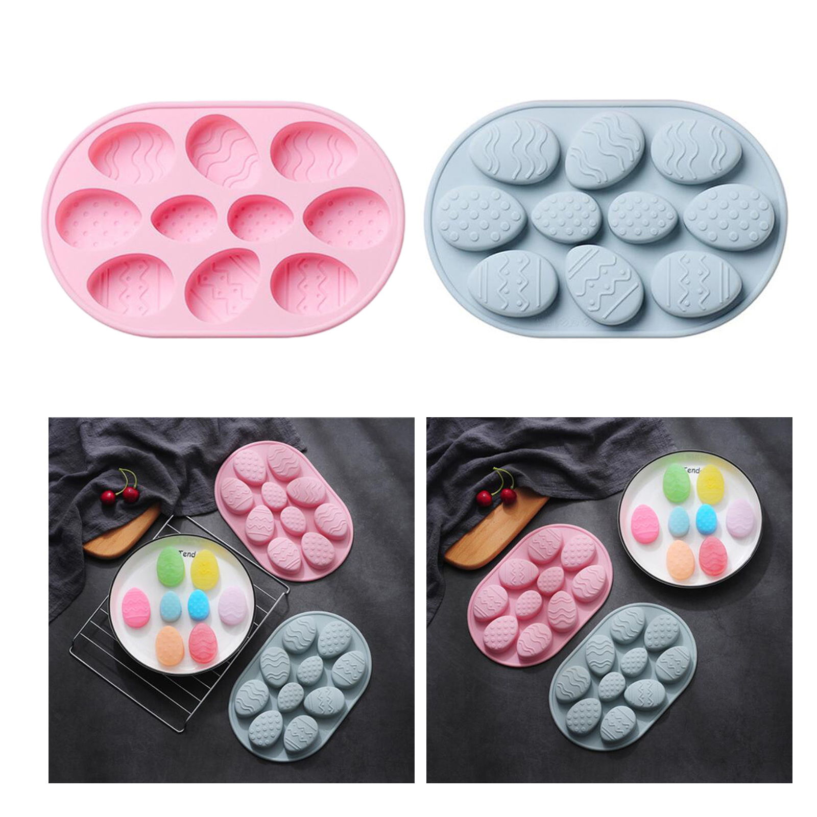 10 Cavity Easter Egg Shaped Silicone Baking Mold Cake Mold Chocolate Cookie Baking Mould Pan Ice Maker Mould