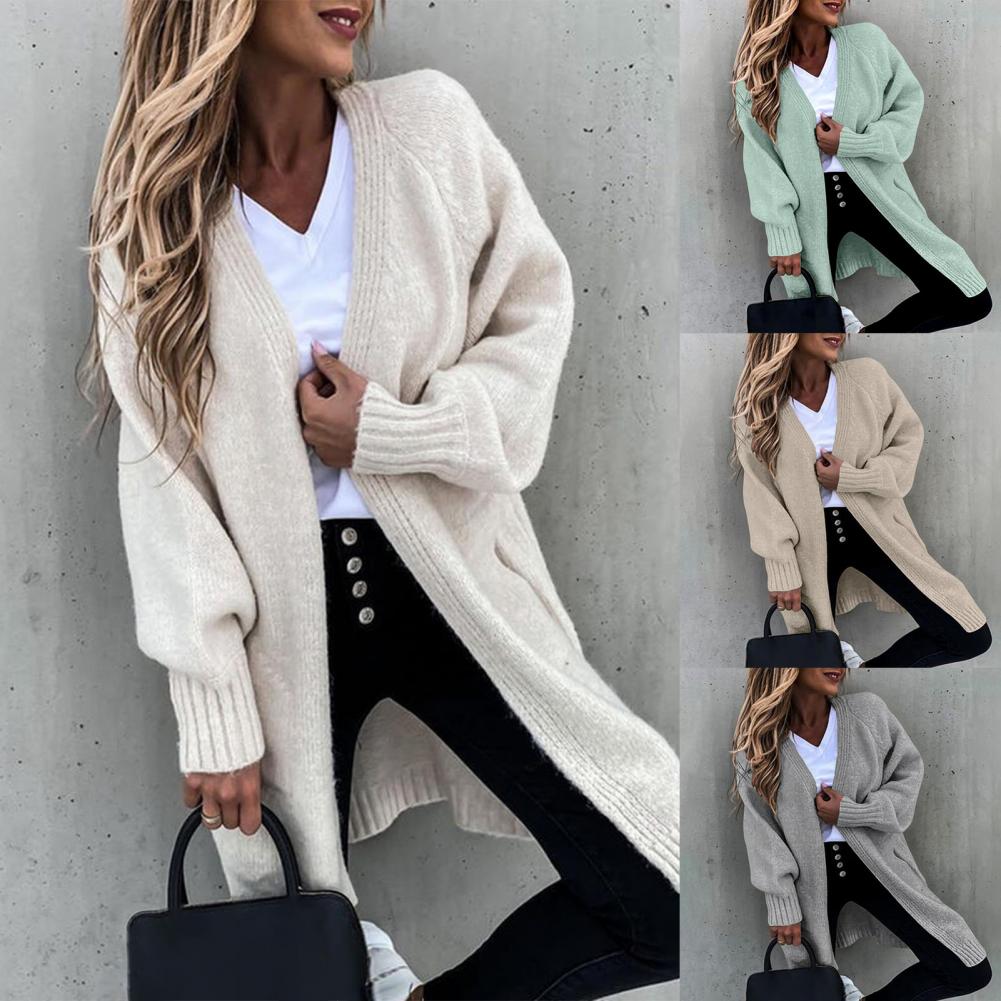 camisola cardigan manga longa punhos com nervuras fibra acrílica frente aberta cor sólida casaco feminino outerwear