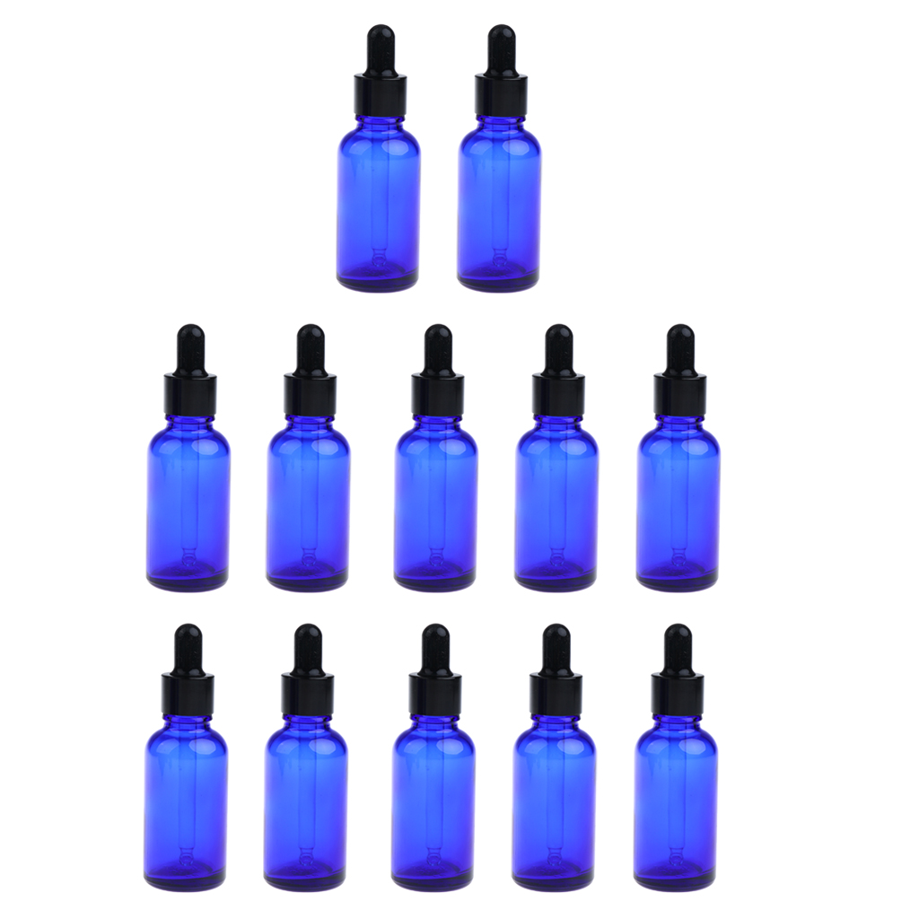 Pack of 12, Glass Dropper Bottles for Essential Oil (1 oz / 30ml)  Empty