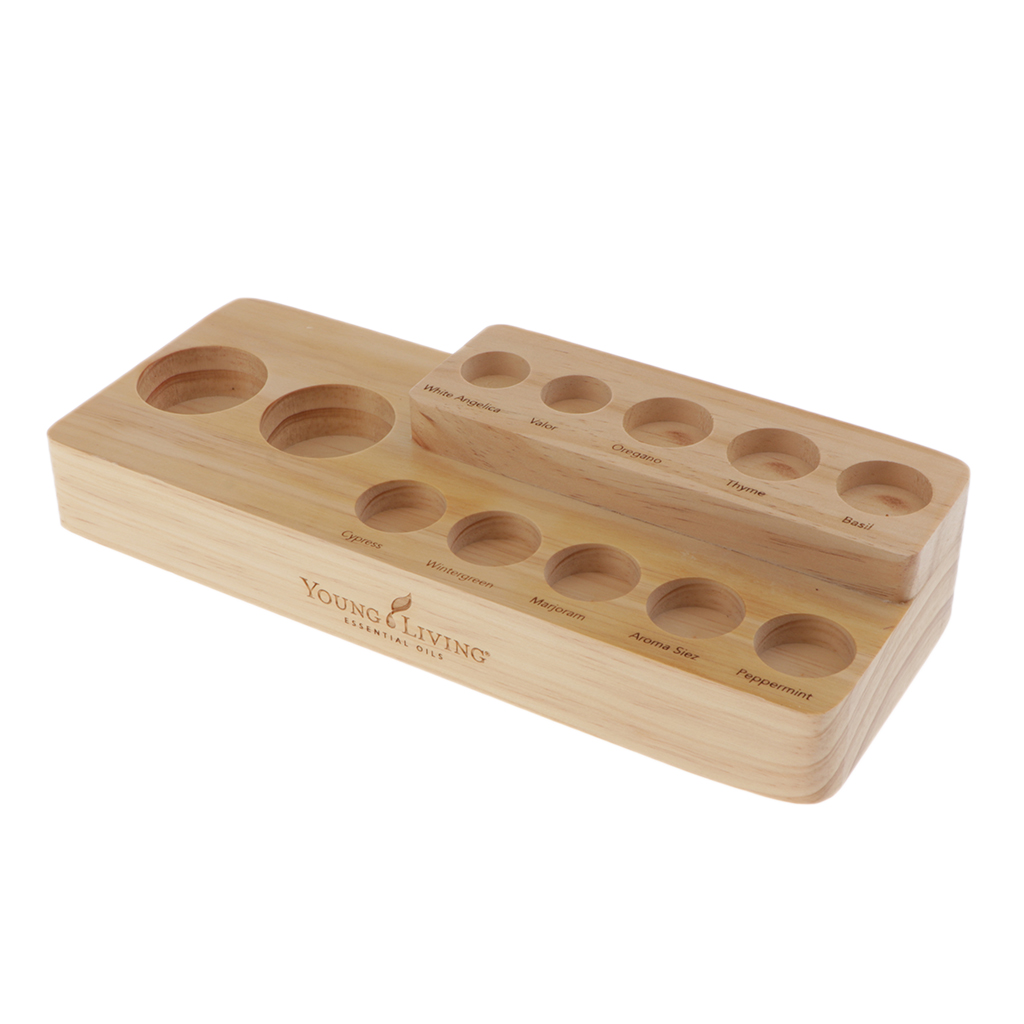 2-Tier Natural Wood Essential Oil Display Stand, Cosmetic Organizer Rack - Holds up to 12 Bottles