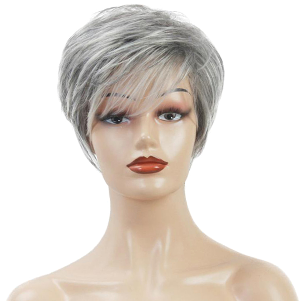Gray Human Hair Wigs for Women Short Wavy Wig  Resistant for Hairstyling