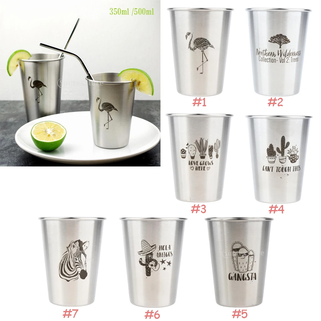 Stainless Stackable Glasses Tumbler Pint Cups Beer Beverage Tumblers 350ml/500ml