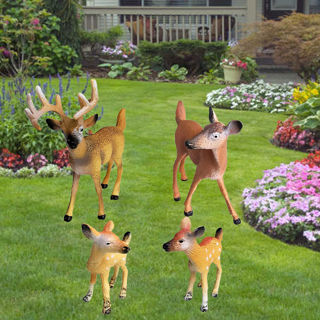 4pcs/set Realistic PVC Wildlife Deer Animal Model Toy for Kids Ages 3-8 Creatures Action Figurines Zoo Pack
