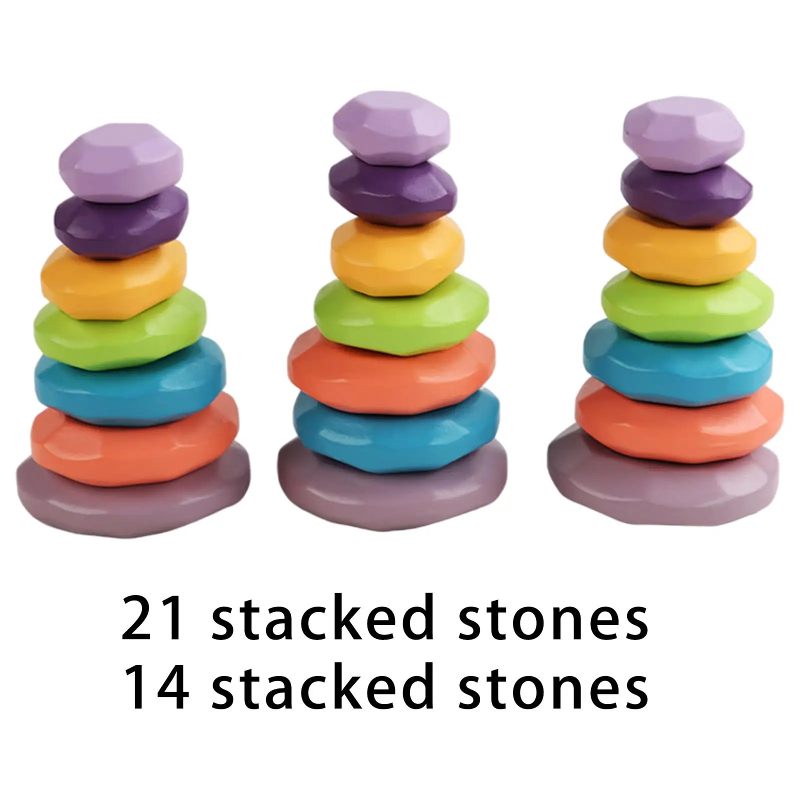 Wooden Toy Colorful Stacking Stone Building Block Creative Educational Toy Rainbow Stone Children Wooden Toy