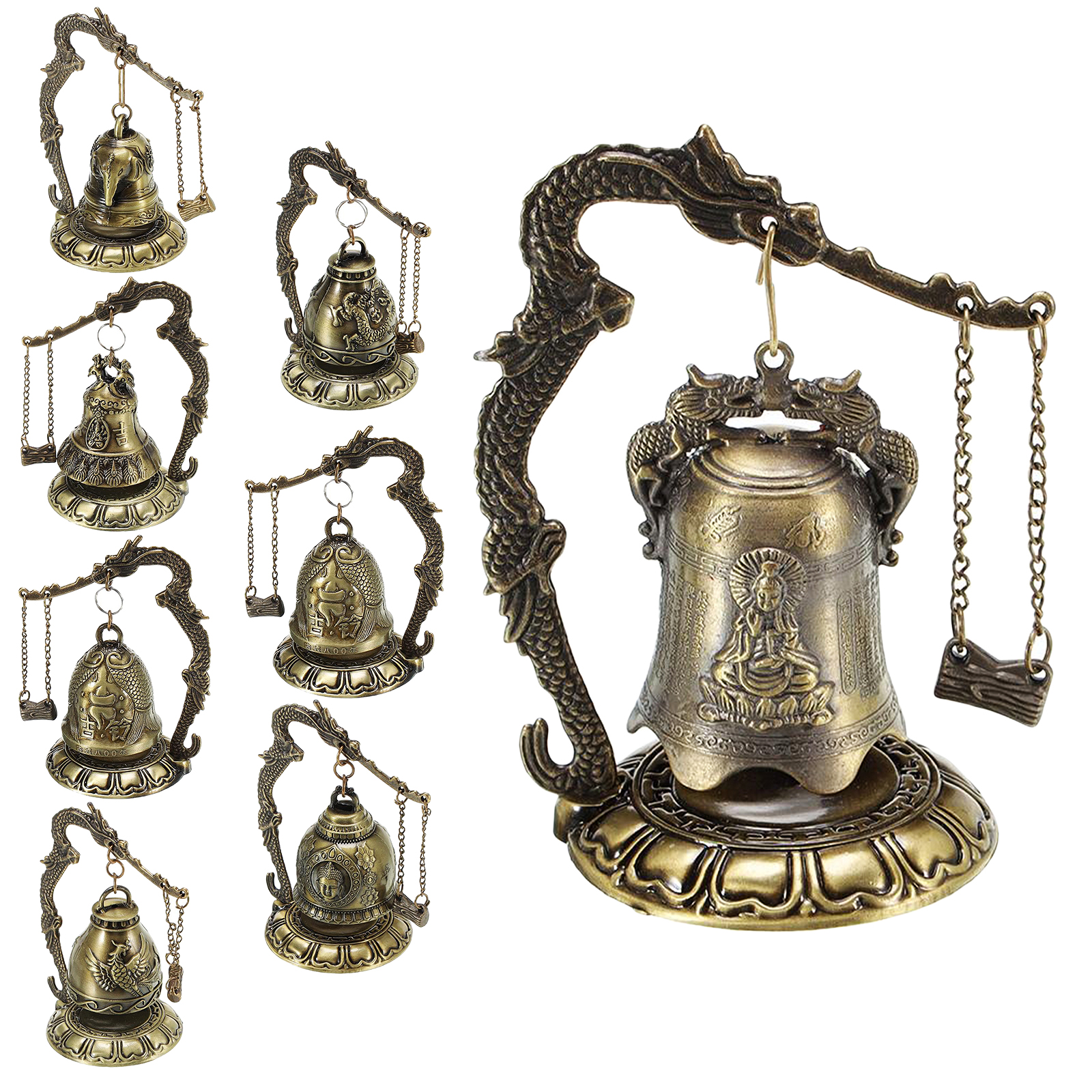 Desktop Chinese Buddhist Vintage Dragon Fengshui Bell Toy Tibetan for Ornaments Desk Decor Blessing Decoration Gift