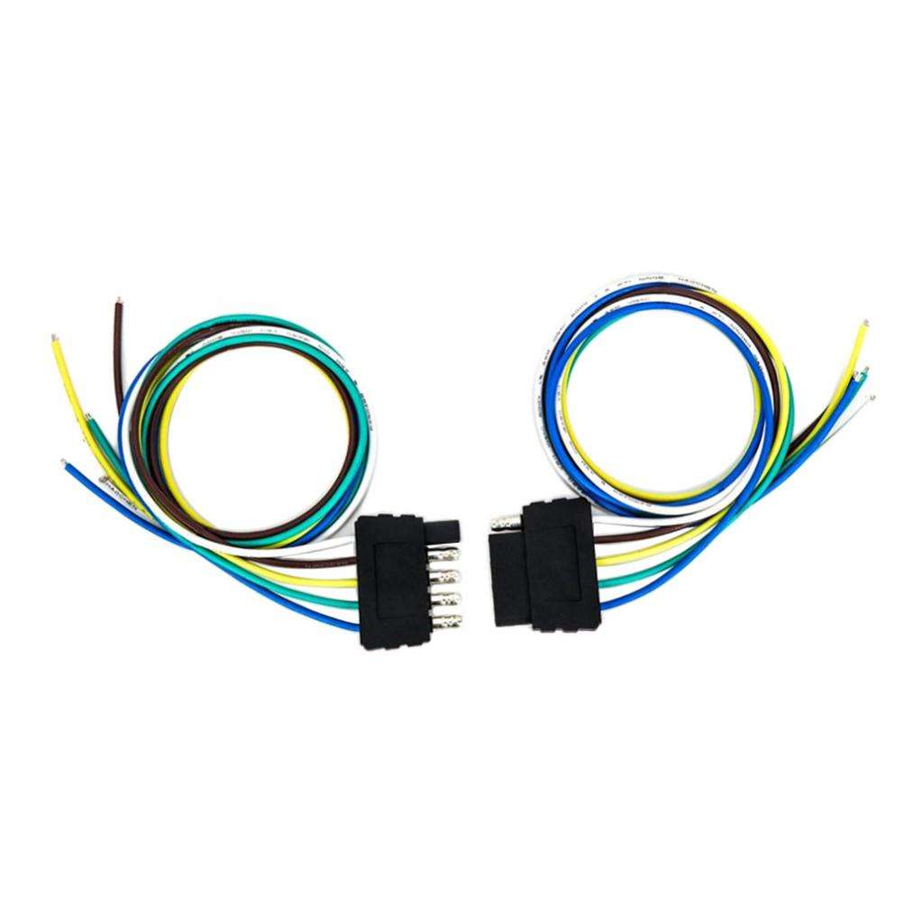 5Pin Flat Trailer Cable Set Trailer Light Plug 4*18 AWG Wire Harness Connector For Caravan Auto Adapters Sockets  5x18AWG