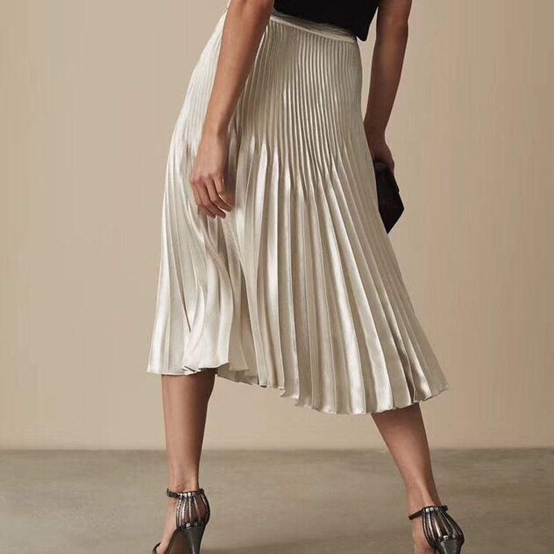 Plissada de Cintura Saia Feminina Alta Clássica 2 Moda Feminina