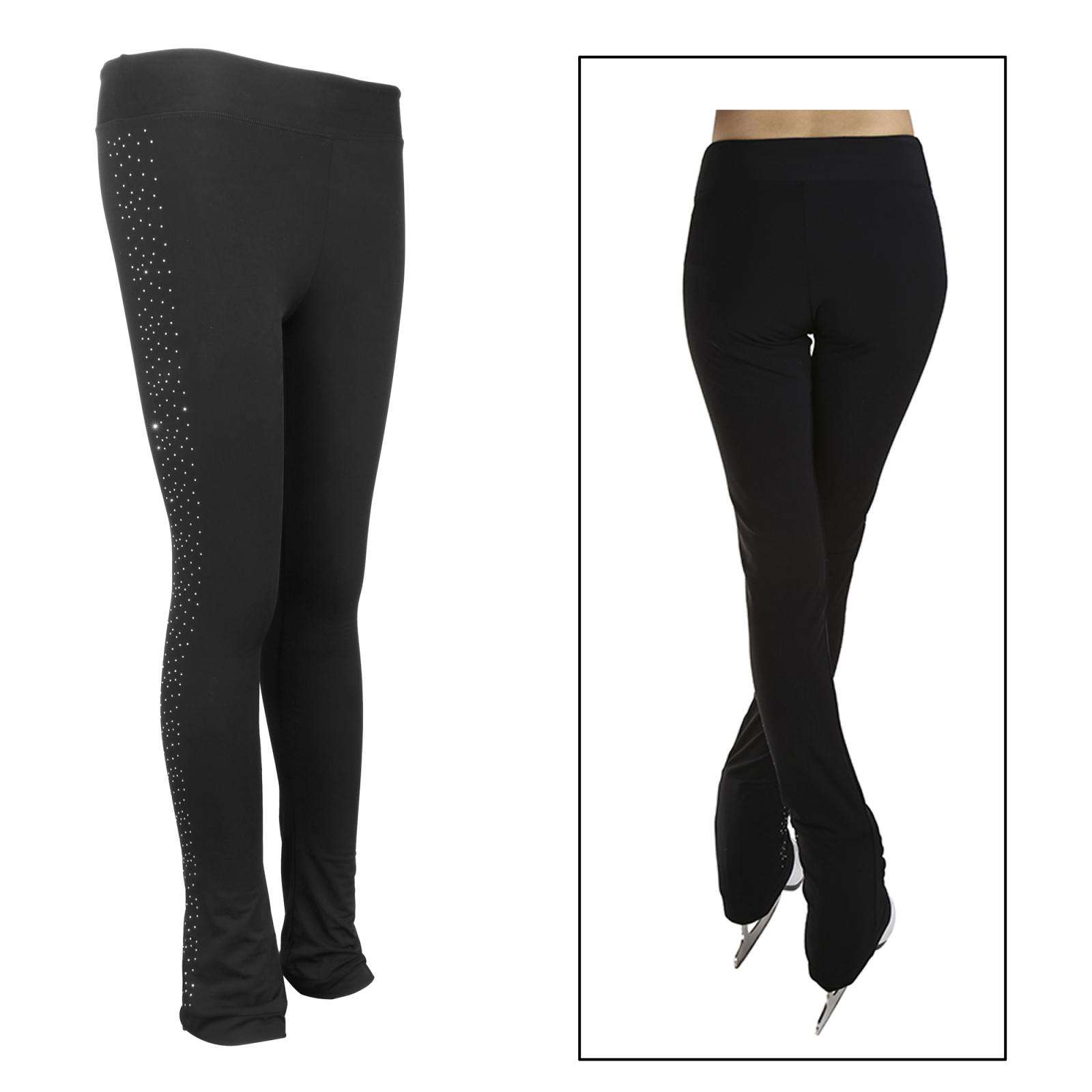 Ice Figure Skating Costume Gymnastics Trousers Adult Child Competition Performance Pants Left Leg Rhinestone