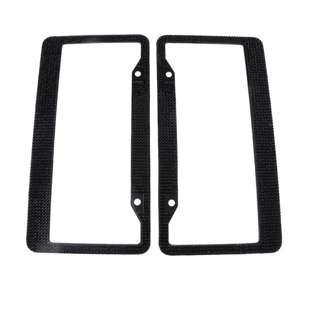 Pair 12``x6`` Stainless Steel License Plate Frame Crystal Diamond 7 Row for Universal