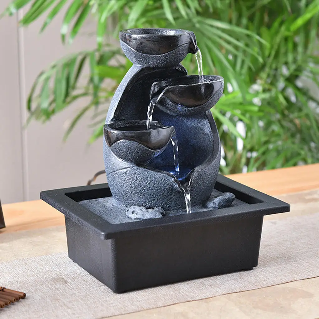 Decorative Tabletop Water Fountain Feng Shui Waterfall Office Table Decor