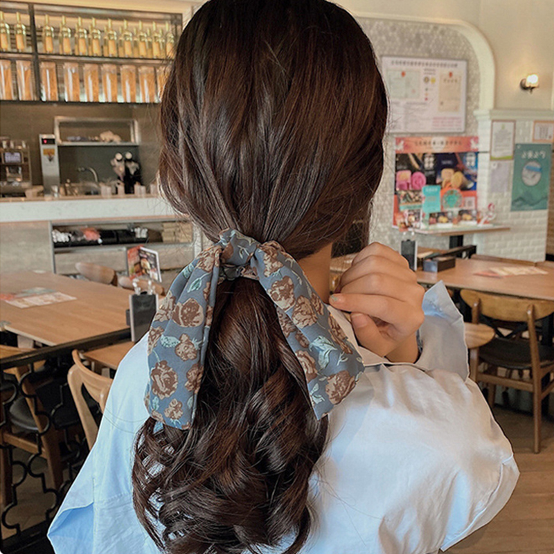 5 pçs cabelo scrunchies cachecóis vintage floral