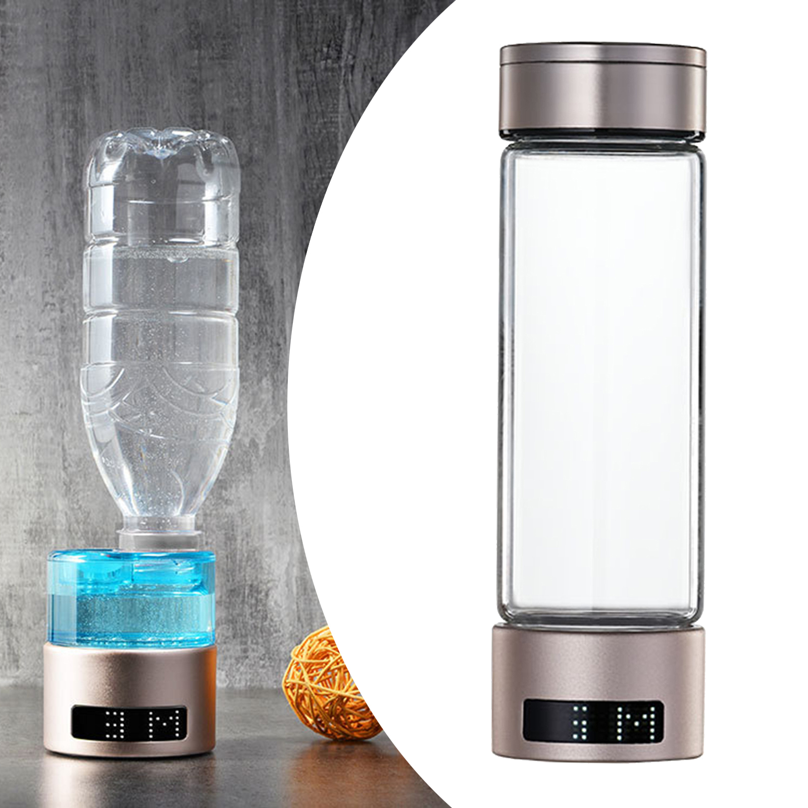 Hydrogen Water Bottle Cups, Travel Ionized Water Generator, LED Display Adapter 1000-1200ppb