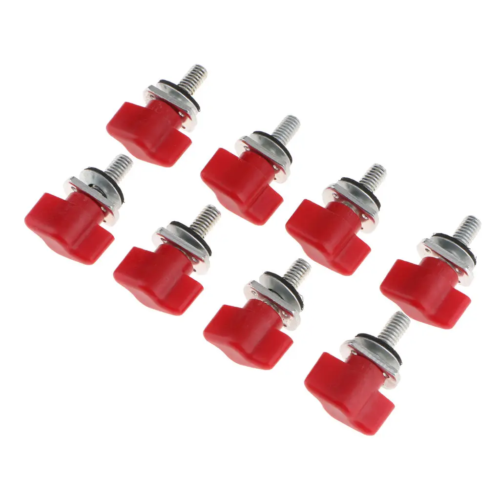 8pcs Hard Top Quick Removal Screw Fastener Kit for Jeep Wrangler 95-16 Black Red