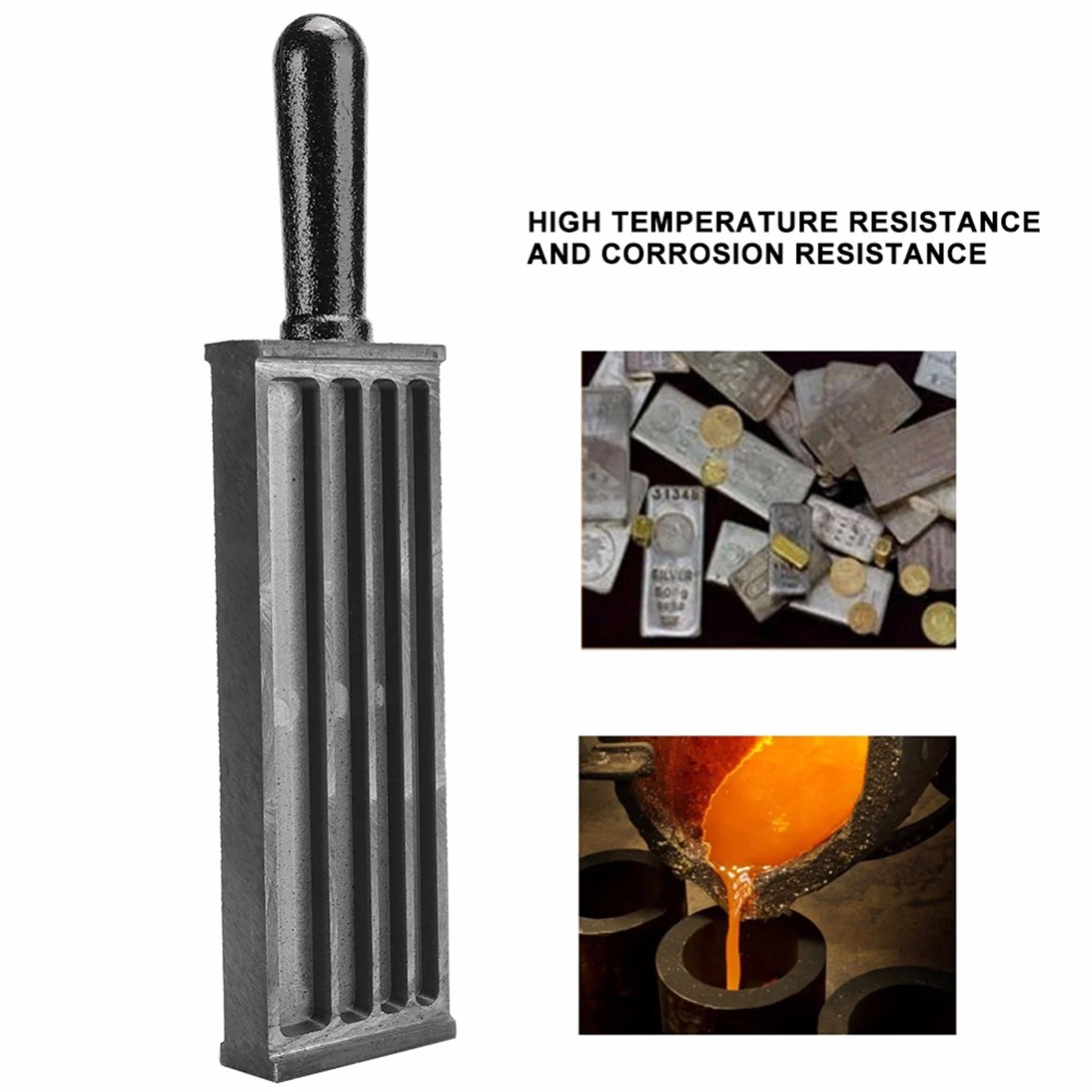 Portable Graphite Ingot Mold Mould Crucible for Melting Casting Refining Gold Silver Metal, Black , with Handle Design