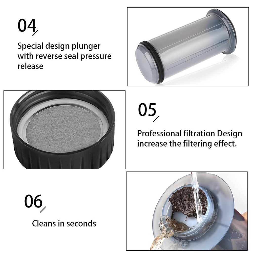 Stainless Steel Portable Mini Press Coffee Maker Machine for Home Travel