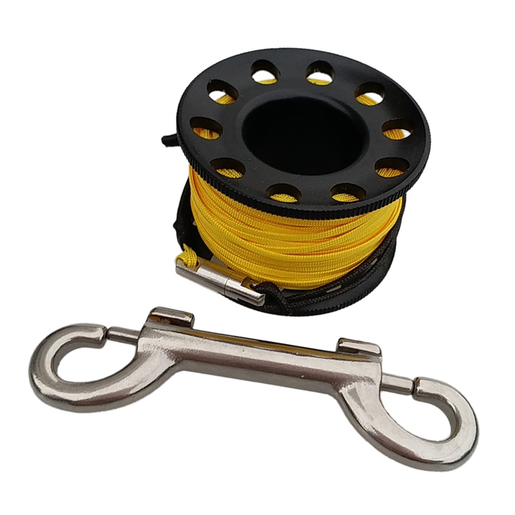 Perfeclan Aluminum Alloy Compact Scuba Diving Finger Spool Reel (49ft) with Double Ended Stainless Steel Boltsnap