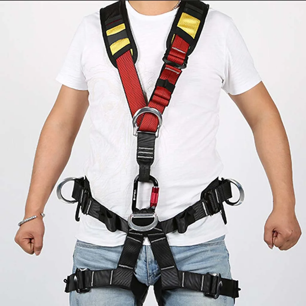 Adjustable Rock Climbing Arborist Shoulder Strap Chest Sit Harness Sling Belt for Camping Mountaineer Carving Climbing Equip
