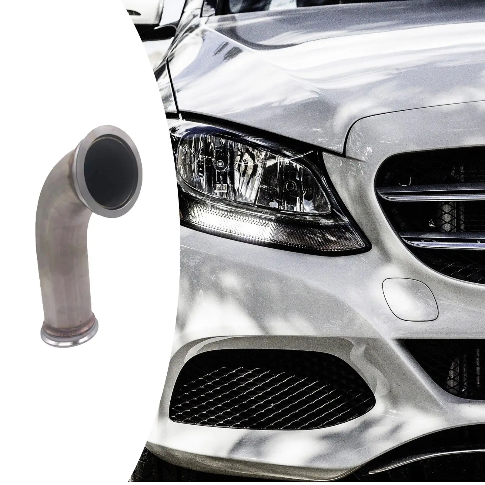 90 Degree Stainless Steel Elbow Adapter Downpipe Compatible for 2.5