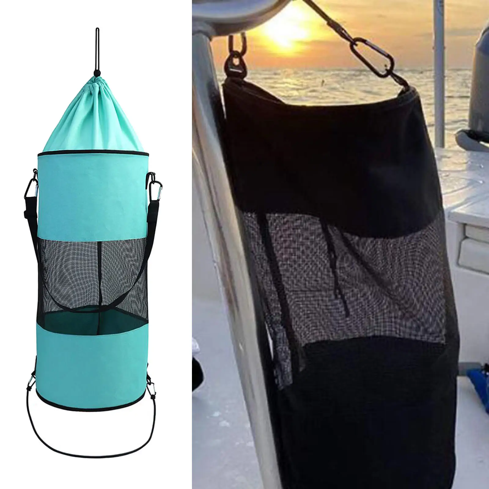 Portable Mesh Trash Bag for Boat Washable Leakproof Outdoor Garbage Bags for Boat, Kayak or Camper