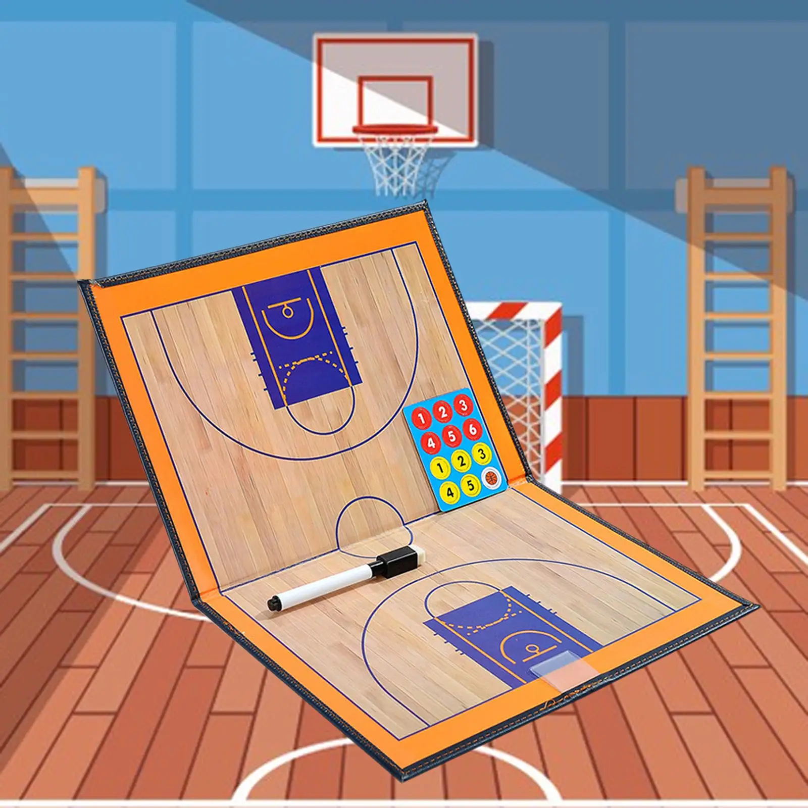 Waterproof Basketball/Soccer/Volleyball Coaching Clipboard with Magnetic Pieces,Marker Dry Erase Board 